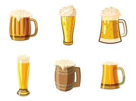 Glass of beer icon set, cartoon style vector