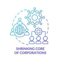 Shrinking core of corporations blue gradient concept icon. Corporate values. Trends in enterprise abstract idea thin line illustration. Isolated outline drawing. vector