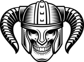 ilustración vectorial del cráneo vikingo aislada en el fondo blanco vector