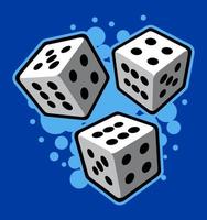 three dice with bubble background vector