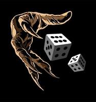 spooky hands and two dice vector