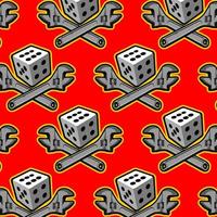 red background dice and wrench vector