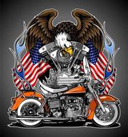 moto naranja con águila vector