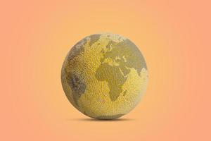 Melon as a planet earth. Map of the world on the crust. Conceptual creative composition on pastel backgrounds photo