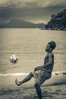 Ilha Grande Rio de Janeiro Brazil 2020 Male soccer players beach big tropical island Ilha Grande Brazil. photo
