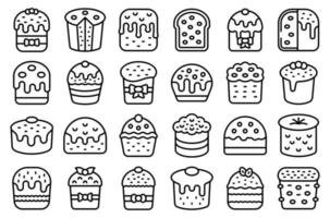 Panettone icons set outline vector. Bake bread vector