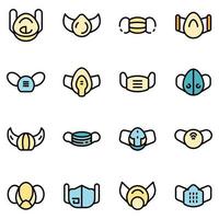 Medical mask icons set vector flat