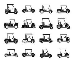 Auto golf cart icons set, simple style vector