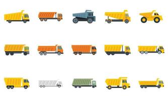 Tipper icons set flat vector isolated