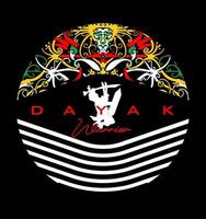 Dayak warrior with Dayak art vector