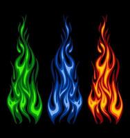 flame that extends 3 colors vector