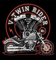 touring bike with v twin engine vector