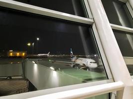 Palma Mallorca Spain 2018 Palma airport at night on the Balearic island Mallorca Spain. photo