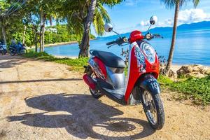 Koh Samui Surat Thani  Thailand 2018 Driving and rent scooters mopeds motorbikes on Koh Samui Thailand. photo