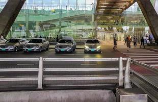 Samut Prakan Bangkok Thailand 2018 Parking cars at the exit Bangkok Suvarnabhumi Airport Thailand. photo