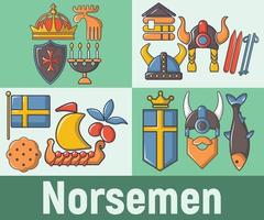 Norsemen concept banner, cartoon style vector