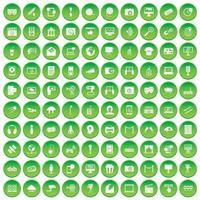 100 multimedia icons set green circle vector