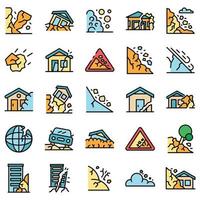 Landslide icons vector flat