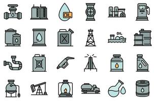 Kerosene icons set line color vector