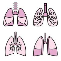 Lung icon set line color vector