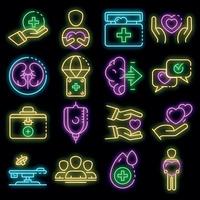Donate organs icons set vector neon