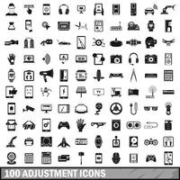100 conjunto de iconos de ajuste, estilo simple vector