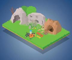 Archaeology concept banner, isometric style vector