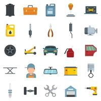 Auto mechanic icons set flat vector isolated