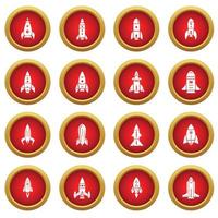 Rocket icons set, simple style vector