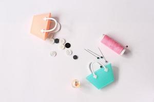 Needles and thread, sewing set with bags photo