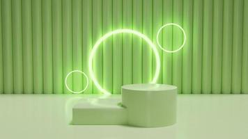3D product podium with neon lights. For product promotion presentation photo