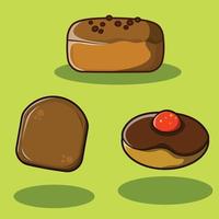 conjunto de vectores de paquete de iconos de pan de chocolate