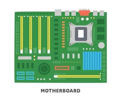 computer parts. motherboard. flat design style vector illustration.