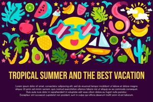 Summer vacation flat banner template vector