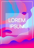 Abstract fluid shapes neon background with text frame vector