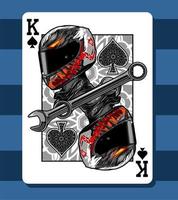 a king card with a biker