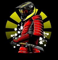 a samurai wearing a helmet vector