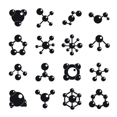Molecule icons set, simple style