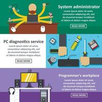 System admin banner horizontal set, flat style vector