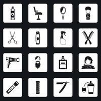 Hairdressing icons set squares vector