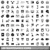 100 iconos de mantenimiento, estilo simple vector