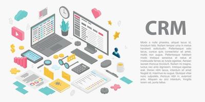 Customer relationship management concept banner, isometric style vector
