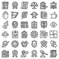 Standard icons set, outline style vector