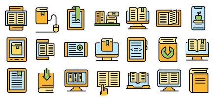 iconos de libros electrónicos establecer vector plano