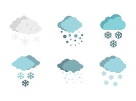Snow cloud icon set, flat style vector