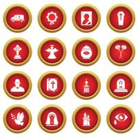 Funeral ritual service icons set, simple style vector