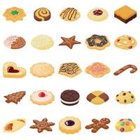 Cookies biscuit icons set, isometric style vector