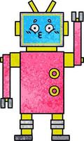 robot de dibujos animados de textura grunge retro vector