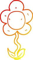 warm gradient line drawing cartoon flower vector