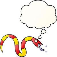 cartoon snake and thought bubble in smooth gradient style vector